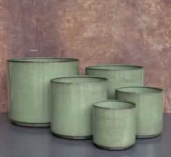 Cache-pot Looma coloris vert en zinc taille XXL - Ø 43 x 37 cm
