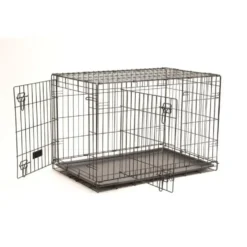 Cage d'éduaction noire pour chien et chiot avec 2 portes - 106 x 71 x 76 cm