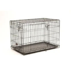 Cage d'éducation noire pour chien et chiot à 2 portes - 91 x 58 x 63 cm