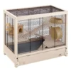 Cage en bois pin nordique coloris blanc Hamsterville - 60 x 34 x 49 cm