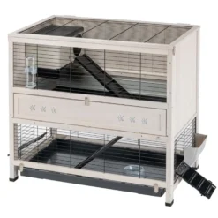 Cage pour lapins coloris gris en bois cottage 100