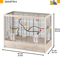 Cage pour oiseau avec armature en bois certifié FSC® Ferplast Giuletta 6 - 81 x 41 x h 64 cm
