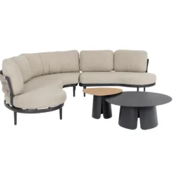 Canapé d’angle beige en aluminium anthracite Bizzotto Helios - 151 x 103 x 82 cm