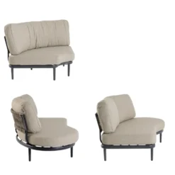 Canapé d’angle beige en aluminium anthracite Bizzotto Helios - 151 x 103 x 82 cm