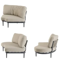 Canapé d’angle beige en aluminium anthracite Bizzotto Helios - 151 x 103 x 82 cm