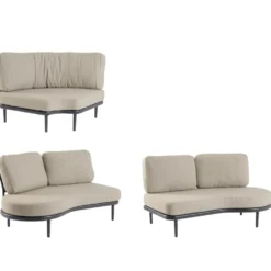 Canapé d’angle beige en aluminium anthracite Bizzotto Helios - 151 x 103 x 82 cm