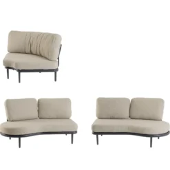 Canapé d’angle beige en aluminium anthracite Bizzotto Helios - 151 x 103 x 82 cm