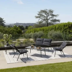 Canapé d'extérieur en aluminium coloris anthracite Vence BeComfort Lafuma - 123 x 69 x 70 cm