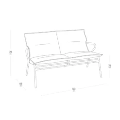 Canapé d'extérieur en aluminium coloris anthracite Vence Batyline Lafuma - 123 x 69 x 70 cm