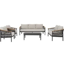 Canapé 2 places anthracite en aluminium et corde Bizzotto Fenix - 140 x 75 x 85 cm