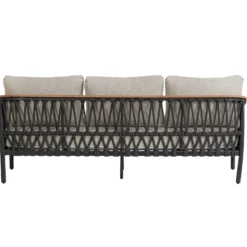 Canapé 3 places anthracite en aluminium et corde Bizzotto Fenix - 205 x 75 x 85 cm