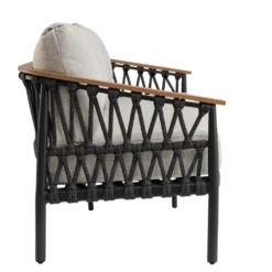 Canapé 3 places anthracite en aluminium et corde Bizzotto Fenix - 205 x 75 x 85 cm