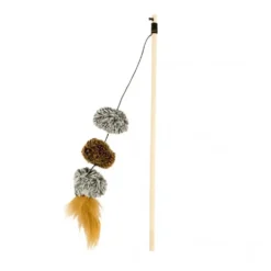 Canne à pêche pour chat coloris multicolore pompon Duvoplus - 20 x 5 cm