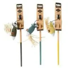 Canne à pêche pour chat coloris multicolore animal avec queue en paille D&D Home Rocco - 35 x 5 x 4 cm