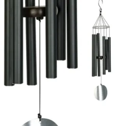 Carillon Aureole, coloris noir avec tubes en acier, H 106 cm