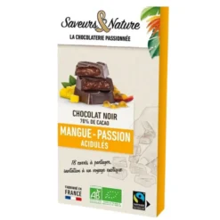 18 carrés fourrés mangue-passion chocolat noir bio Saveurs et Nature - 80 g