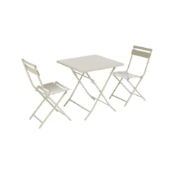 Chaise de jardin pliante Clivia coloris beige en acier - 50,5 x 42 x 84 cm