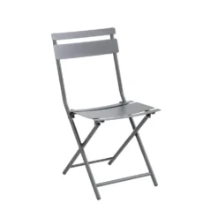 Chaise de jardin pliante Clivia coloris gris anthracite en acier - 50,5 x 42 x 84 cm
