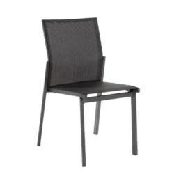 Chaise en aluminium et textylène graphitenoir Abelia - 48 x 54 x 87 cm