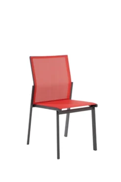 Chaise en aluminium graphite et textylène rouge Abelia - 48 x 54 x 87 cm