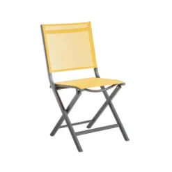 Chaise pliante en aluminium et toile textylène couleur jaune Max - 90 cm