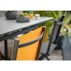 Chaise pliante en aluminium et toile textylène couleur jaune Max - 90 cm