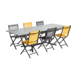 Chaise pliante en aluminium et toile textylène couleur jaune Max - 90 cm