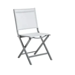 Chaise pliante en aluminium et toile textylène couleur blanche Max - 90 cm