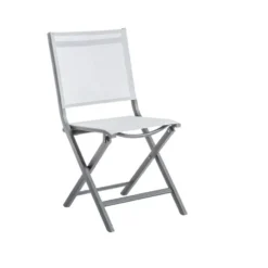 Chaise pliante en aluminium et toile textylène couleur blanche Max - 90 cm