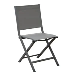 Chaise pliante en aluminium et toile textylène couleur gris orage Max - 90 cm