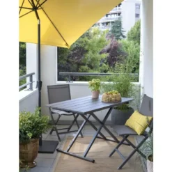 Chaise pliante en aluminium et toile textylène couleur gris orage Max - 90 cm
