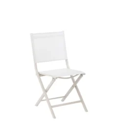 Chaise pliante en aluminium et toile textylène couleur écru Max - 90 cm