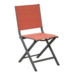 Chaise pliante en aluminium et toile textylène couleur ocre rouge Max - 90 cm