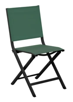 Chaise pliante en aluminium et toile textylène couleur verte Max - 90 cm