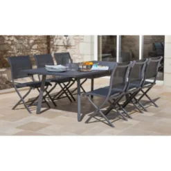 Chaise pliante grise en aluminium Proloisirs Elégance