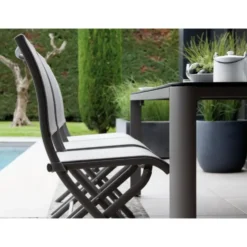 Chaise pliante grise en aluminium Proloisirs Elégance