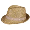 Chapeau en paille naturelle avec bandeau beige/blanc Ernest - 29 x 26 x 12 cm