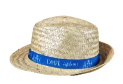 Chapeau Ernest en paille naturelle avec bandeau bleu Cav Service - 26 x 29 x 12 cm