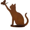 Chat décoratif coloris marron en métal rouillé - 49 x 50 cm