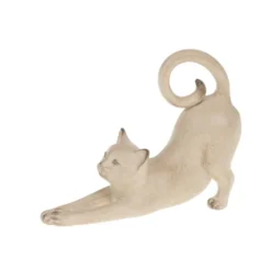 Chat décoratif en résine crème Zaza - 6 x 11,3 x 11,5 cm