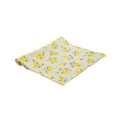 Chemin de table en coton bleu denim avec décor citrons jaunes Amalfi - 50 x 150 cm