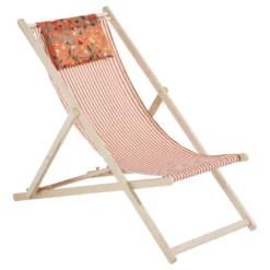 Chilienne amovible Victorine avec tétière coloris orange en coton - 127 x 56 x 3,5 cm