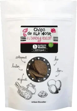 Chips blé noir à l'oignon rose de Roscoff AOP bio Biscuiterie Venetes - 100 g