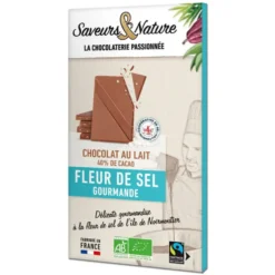 Chocolat au lait 40% fleur de sel bio Saveurs et Nature - 80 g