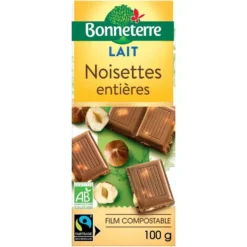 Chocolat lait noisettes entieres 100 g
