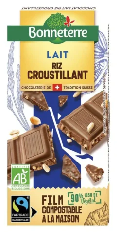 Chocolat lait riz croustillant bio Bonneterre - 100 g