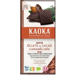 Chocolat noir bio aux éclats de cacao caramélisés Kaoka - 100 g