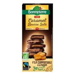 Chocolat noir fourré caramel beurre salé bio Bonneterre - 85 g