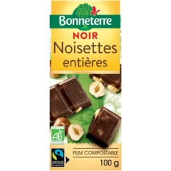 Chocolat noir noisettes entières 100 g BONNETERRE