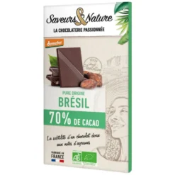 Chocolat noir 70% origine Brésil bio Saveurs et Nature - 80 g